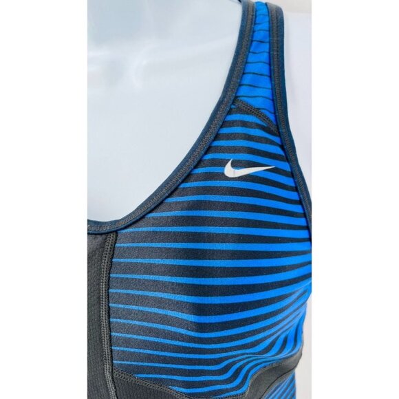 Nike Ladies Dri-Fit Stripe Racerback Tank Blue and Back Size Small Built in Bra - Picture 3 of 9
